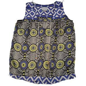 Atina Cristina Women Top Small‎ sleeveless multicolor Poly V-Neck Blue Green
